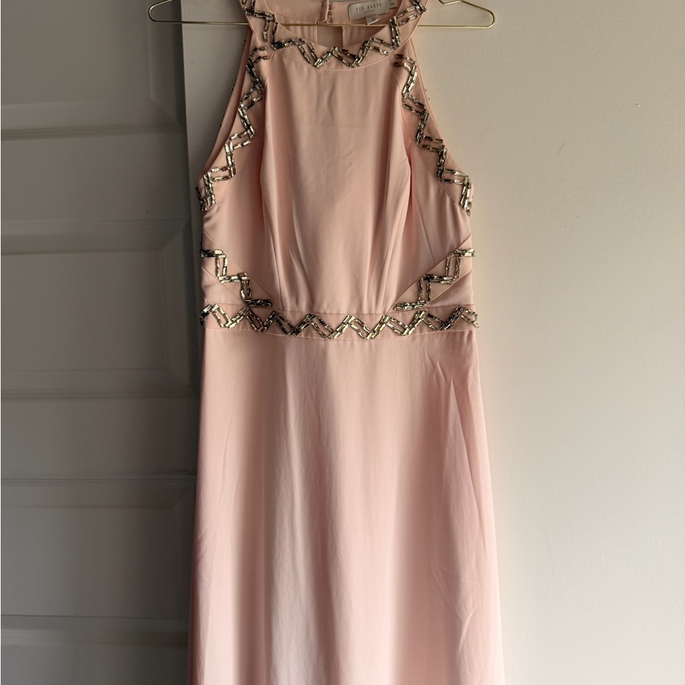 Ted Baker Blush Pink Embellished Halter Prom Dress